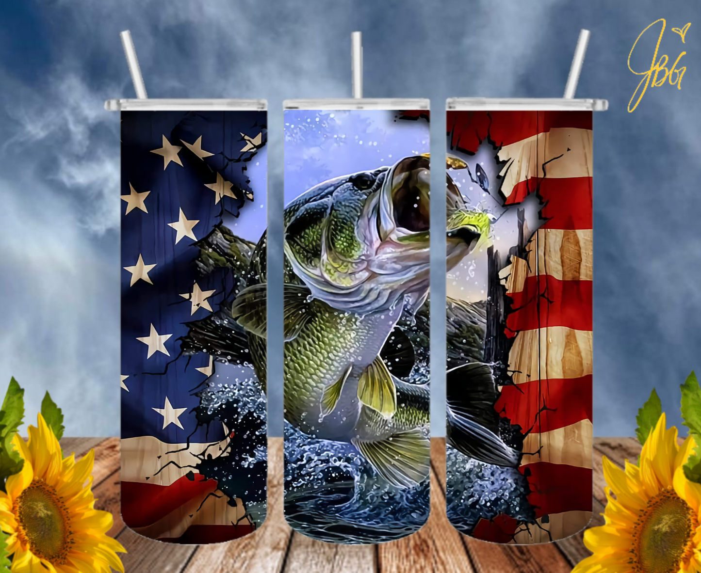 FISHING & HUNTING 20 Oz Tumbler with 1 Lid, 2 Straws and 1 Straw Cleaner. FREE SHIPPING. Stainless Steel. Sublimation Tumbler Cup.