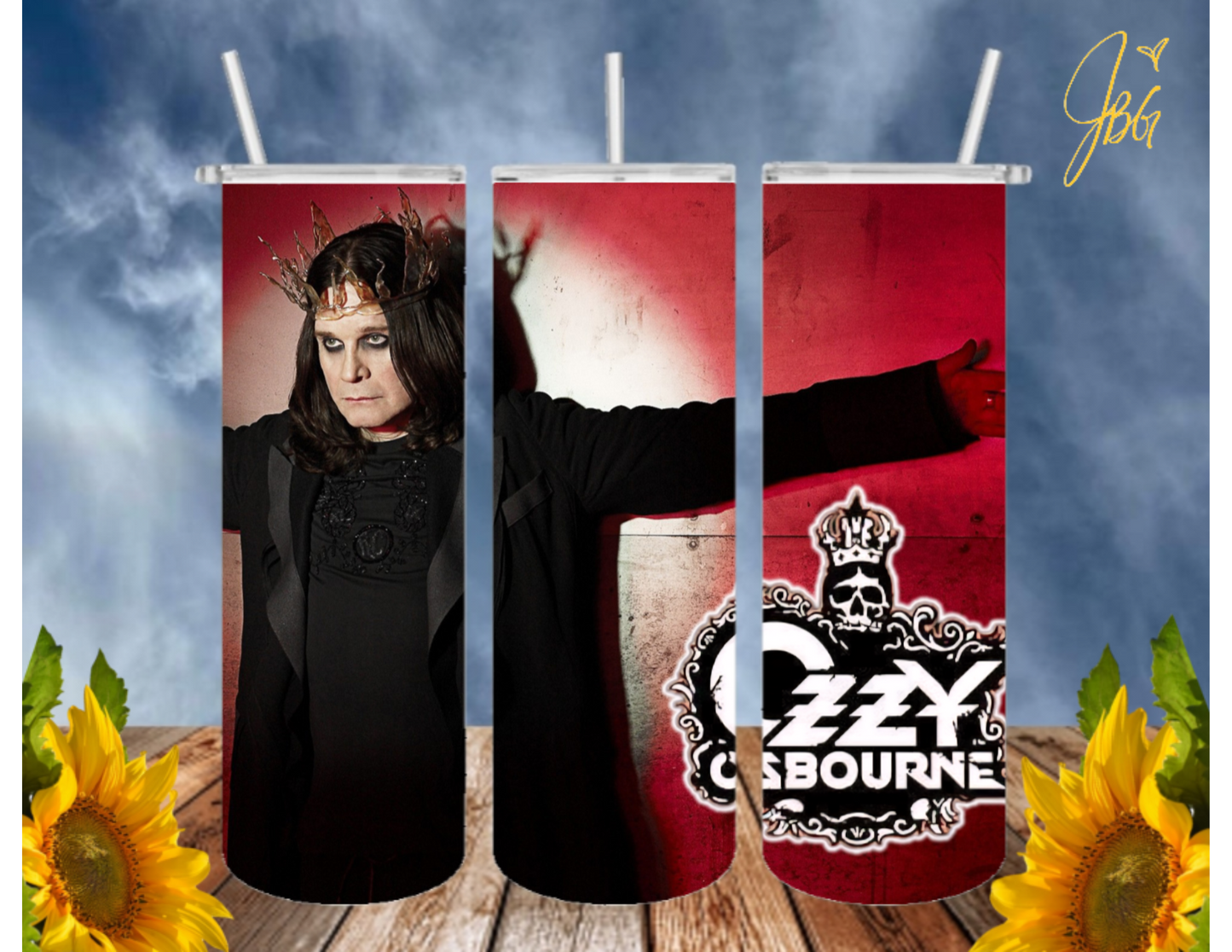 OZZY OSBOURNE 20 Oz Tumbler with 1 Lid, 2 Straws and 1 Straw Cleaner. FREE SHIPPING. Stainless Steel. Sublimation Tumbler Cup.