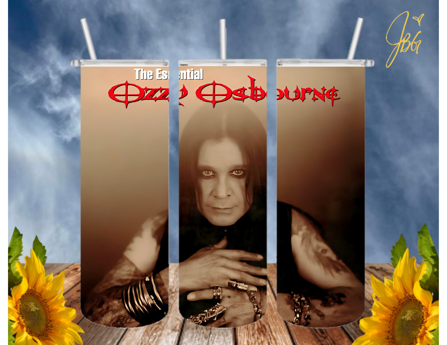 OZZY OSBOURNE 20 Oz Tumbler with 1 Lid, 2 Straws and 1 Straw Cleaner. FREE SHIPPING. Stainless Steel. Sublimation Tumbler Cup.