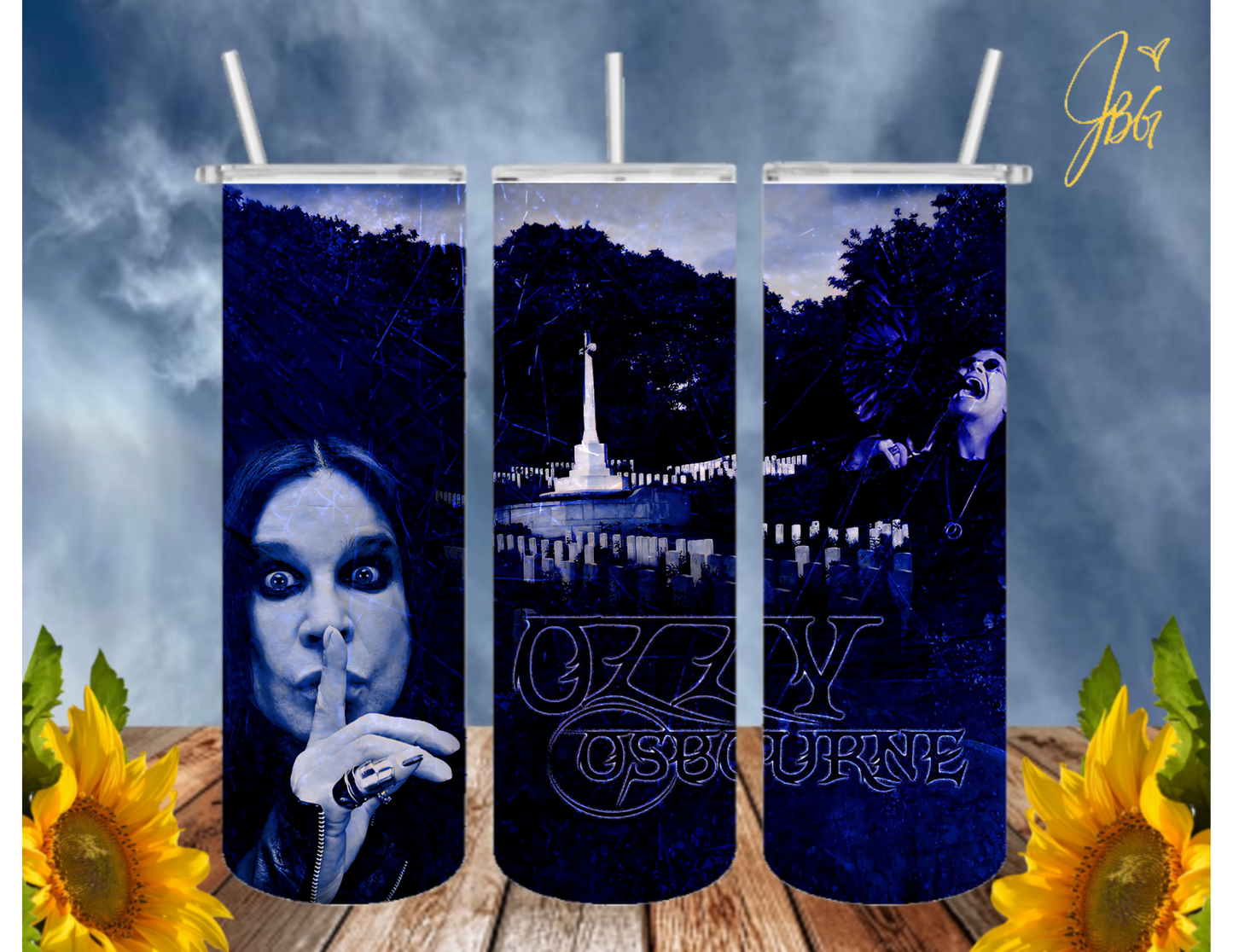OZZY OSBOURNE 20 Oz Tumbler with 1 Lid, 2 Straws and 1 Straw Cleaner. FREE SHIPPING. Stainless Steel. Sublimation Tumbler Cup.