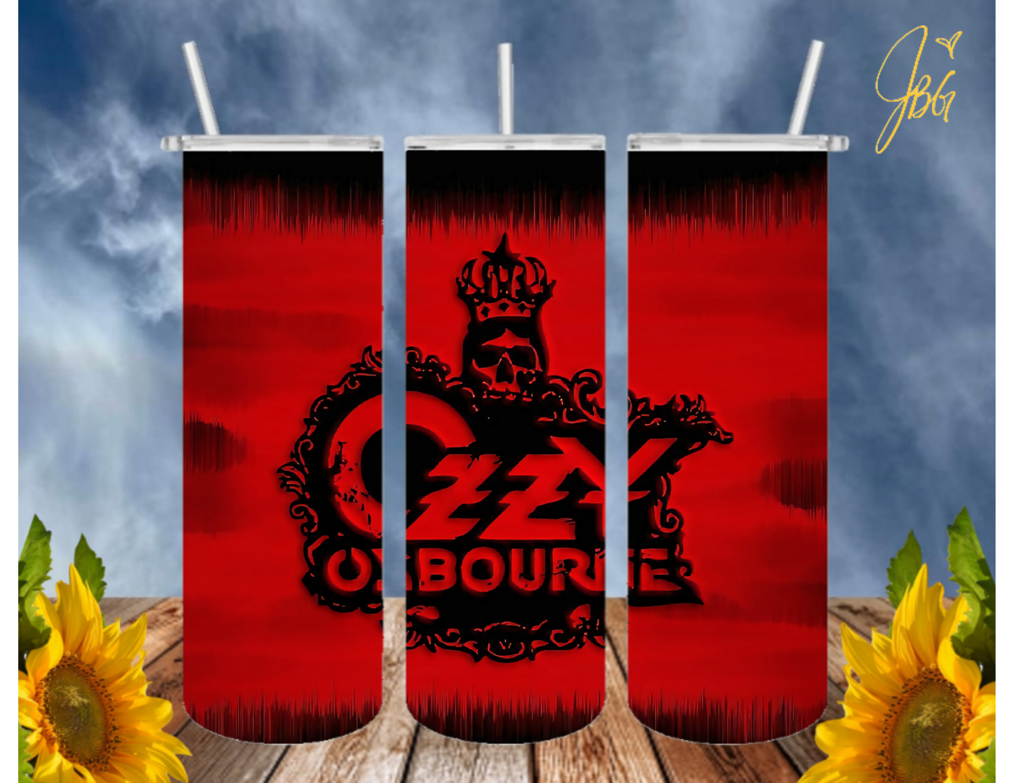 OZZY OSBOURNE 20 Oz Tumbler with 1 Lid, 2 Straws and 1 Straw Cleaner. FREE SHIPPING. Stainless Steel. Sublimation Tumbler Cup.