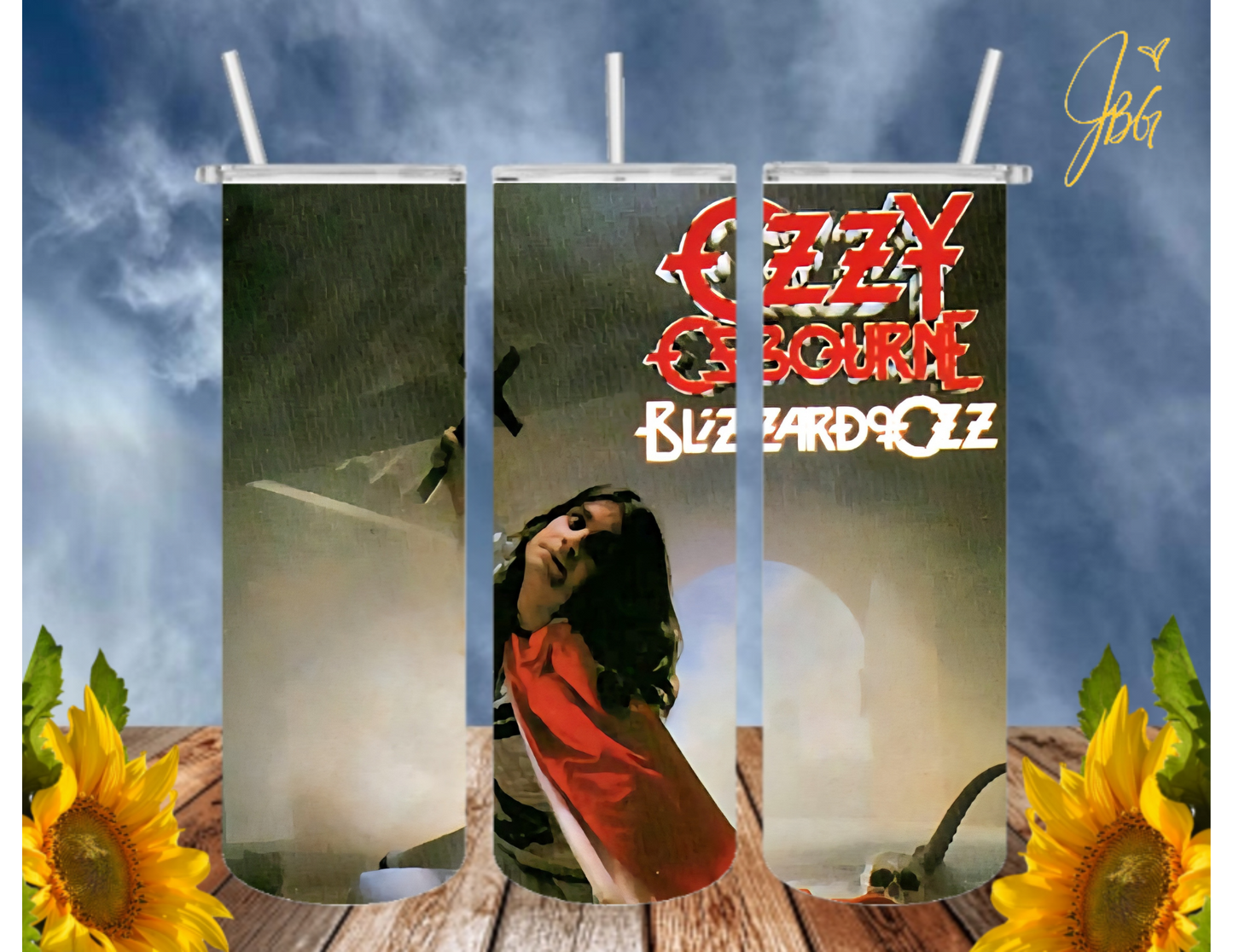 OZZY OSBOURNE 20 Oz Tumbler with 1 Lid, 2 Straws and 1 Straw Cleaner. FREE SHIPPING. Stainless Steel. Sublimation Tumbler Cup.