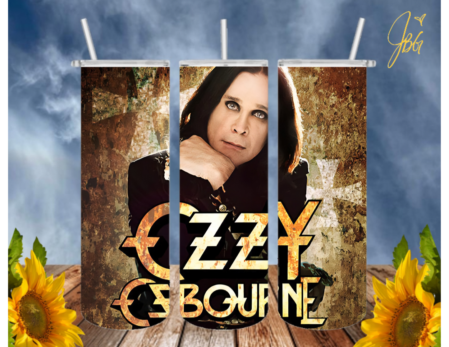 OZZY OSBOURNE 20 Oz Tumbler with 1 Lid, 2 Straws and 1 Straw Cleaner. FREE SHIPPING. Stainless Steel. Sublimation Tumbler Cup.