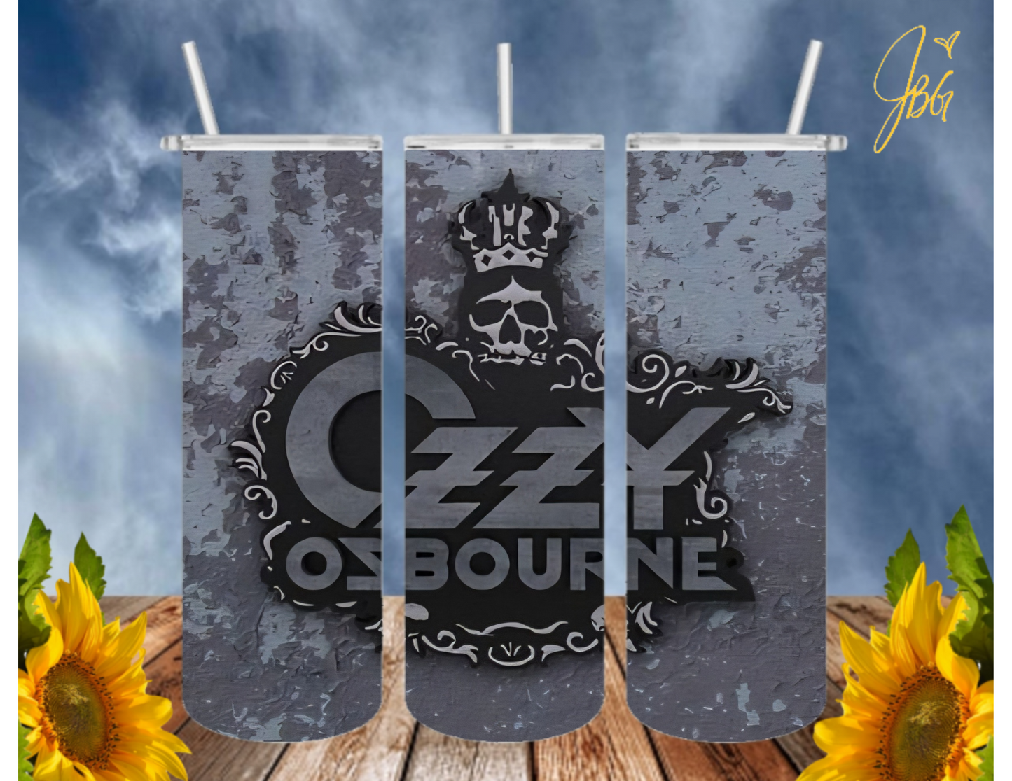 OZZY OSBOURNE 20 Oz Tumbler with 1 Lid, 2 Straws and 1 Straw Cleaner. FREE SHIPPING. Stainless Steel. Sublimation Tumbler Cup.