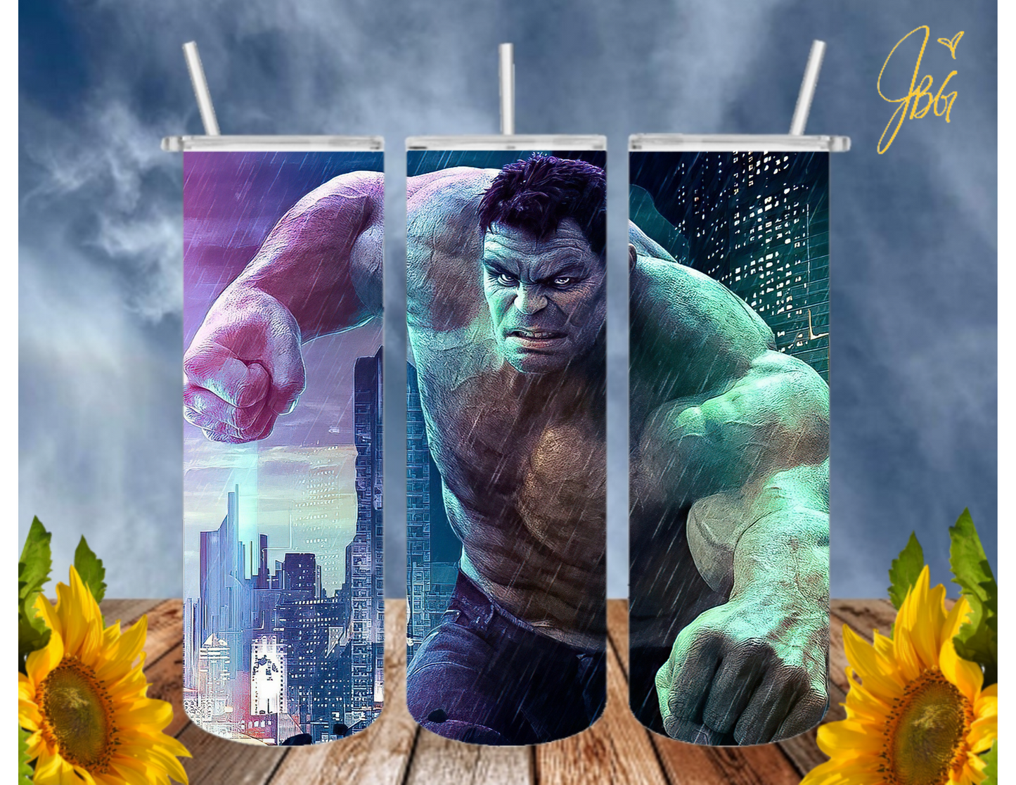 Incredible HULK 20 Oz Tumbler with 1 Lid, 2 Straws and 1 Straw Cleaner. FREE SHIPPING. Stainless Steel. Sublimation Tumbler Cup.