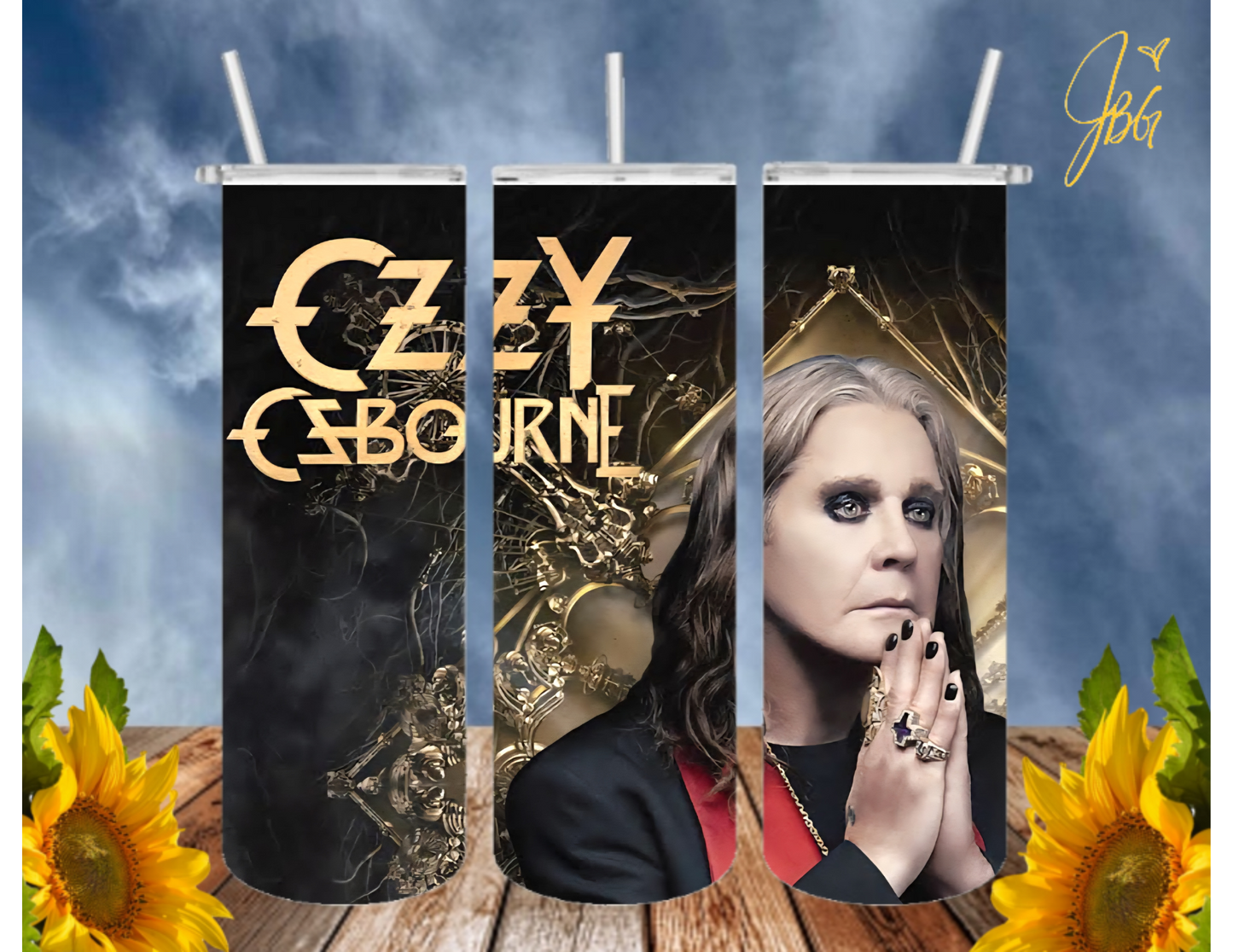 OZZY OSBOURNE 20 Oz Tumbler with 1 Lid, 2 Straws and 1 Straw Cleaner. FREE SHIPPING. Stainless Steel. Sublimation Tumbler Cup.