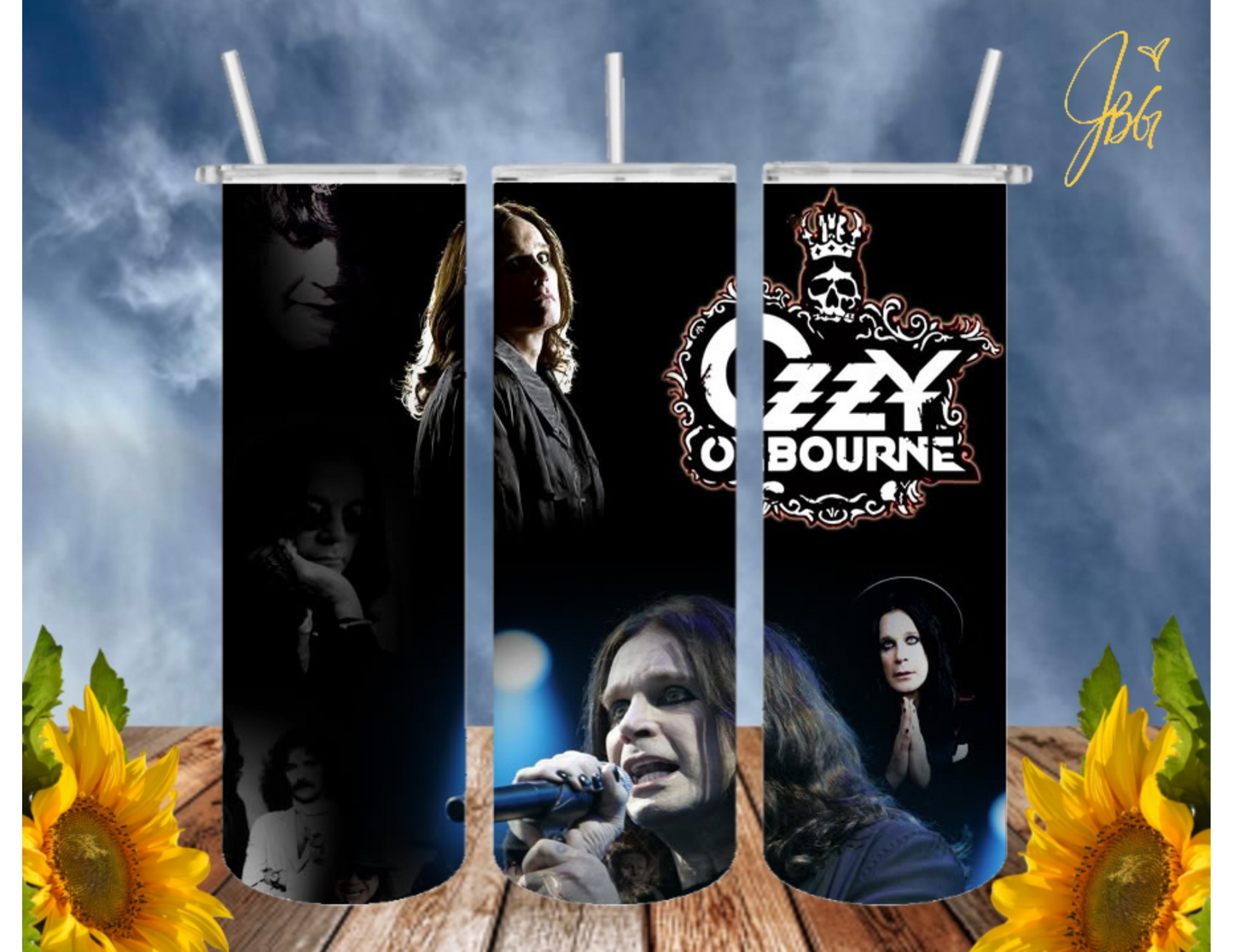 OZZY OSBOURNE 20 Oz Tumbler with 1 Lid, 2 Straws and 1 Straw Cleaner. FREE SHIPPING. Stainless Steel. Sublimation Tumbler Cup.