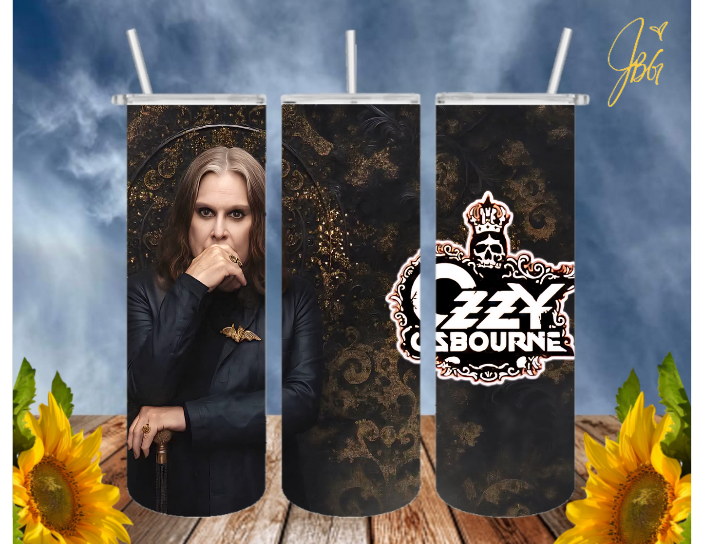 OZZY OSBOURNE 20 Oz Tumbler with 1 Lid, 2 Straws and 1 Straw Cleaner. FREE SHIPPING. Stainless Steel. Sublimation Tumbler Cup.