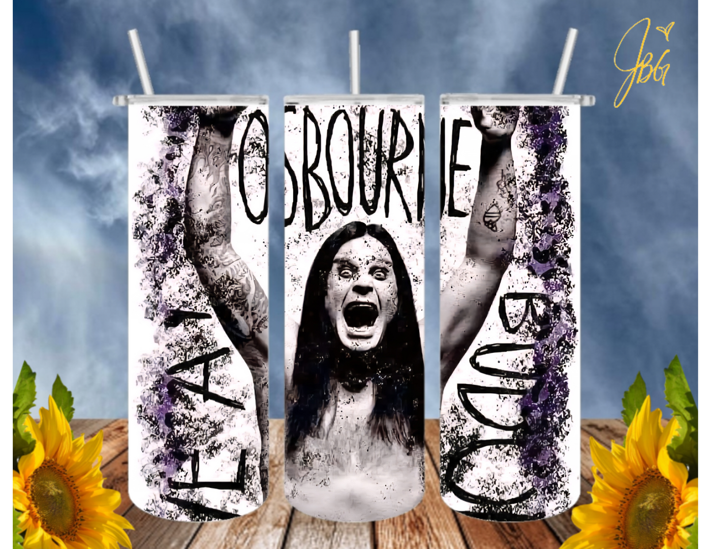 OZZY OSBOURNE 20 Oz Tumbler with 1 Lid, 2 Straws and 1 Straw Cleaner. FREE SHIPPING. Stainless Steel. Sublimation Tumbler Cup.
