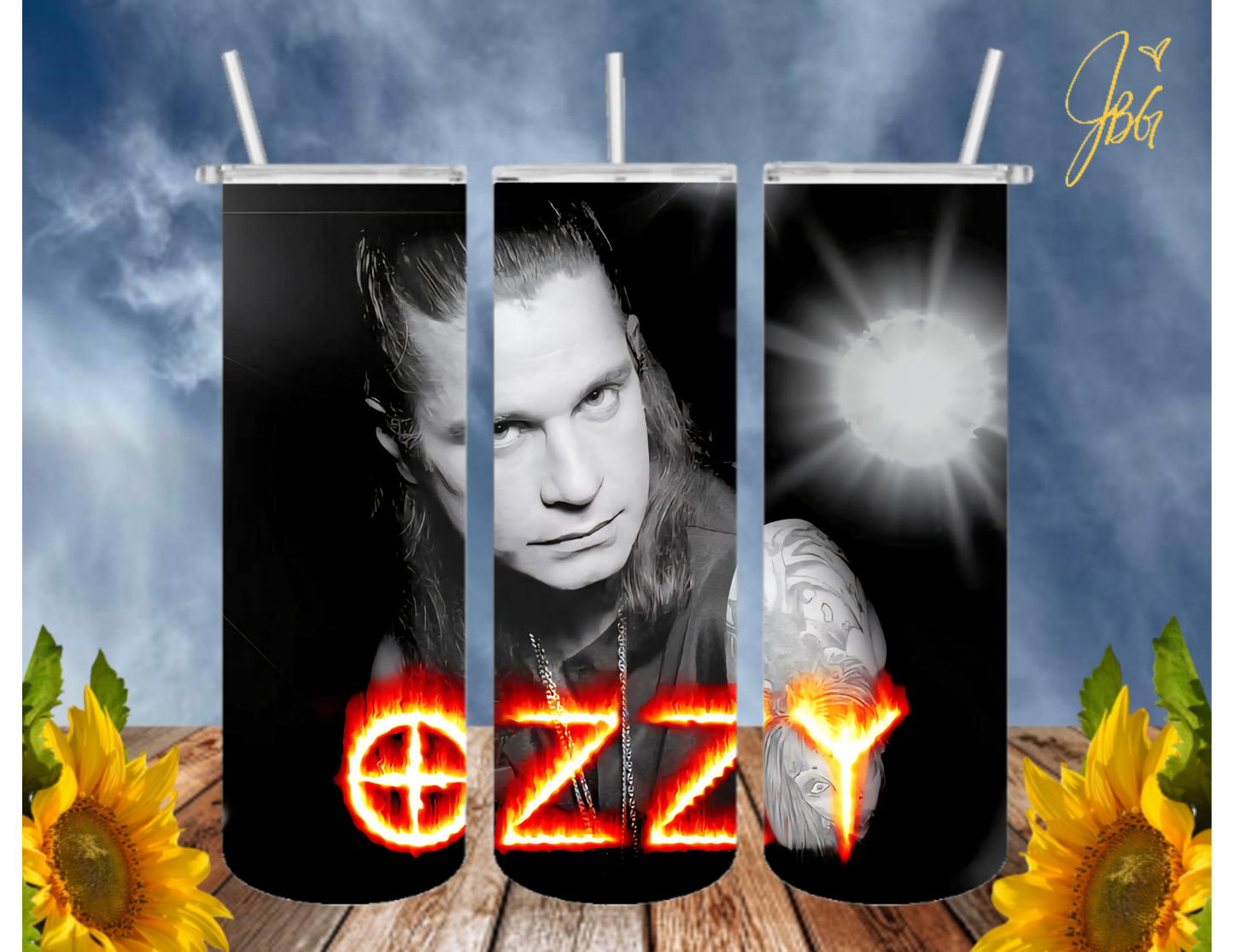 OZZY OSBOURNE 20 Oz Tumbler with 1 Lid, 2 Straws and 1 Straw Cleaner. FREE SHIPPING. Stainless Steel. Sublimation Tumbler Cup.