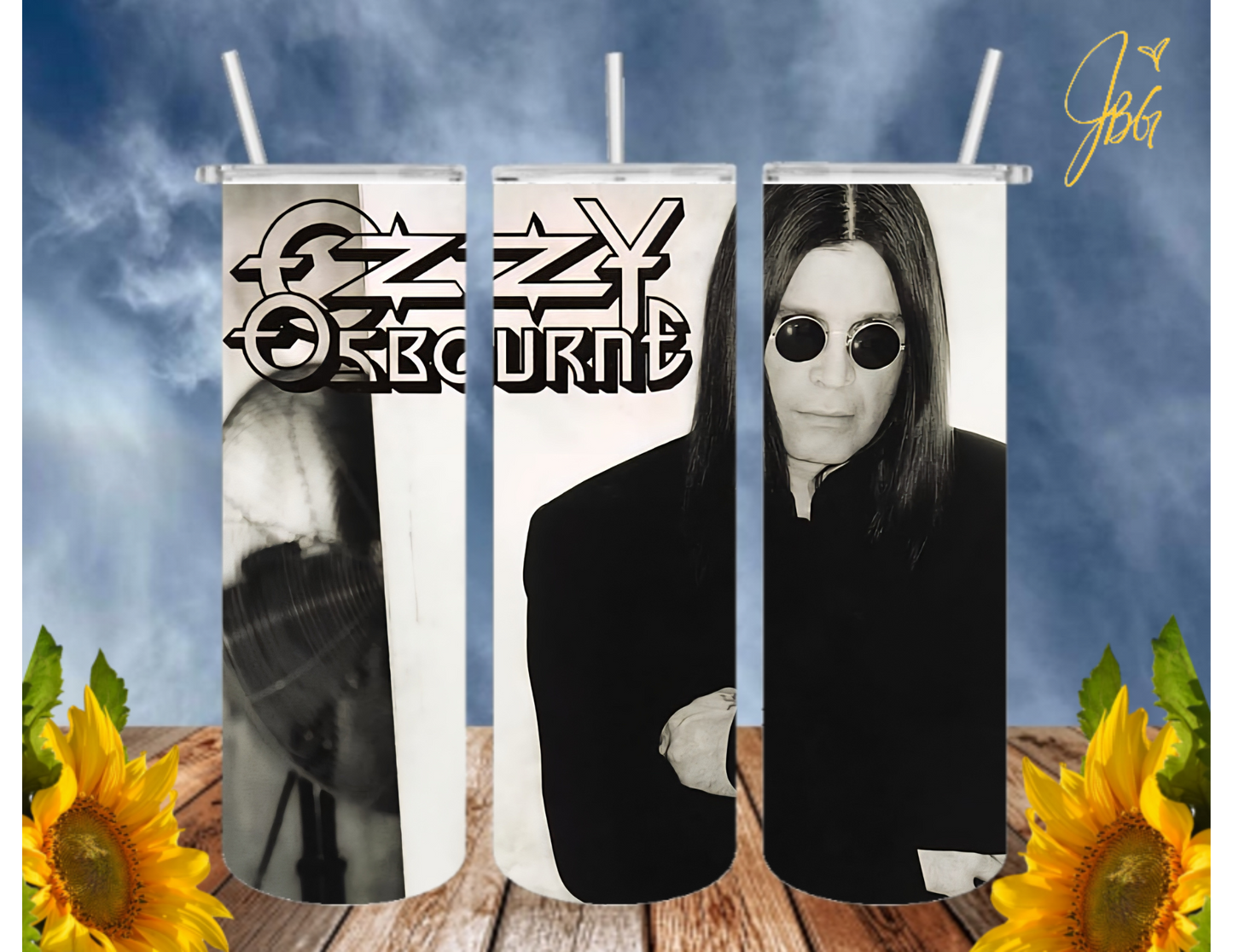 OZZY OSBOURNE 20 Oz Tumbler with 1 Lid, 2 Straws and 1 Straw Cleaner. FREE SHIPPING. Stainless Steel. Sublimation Tumbler Cup.