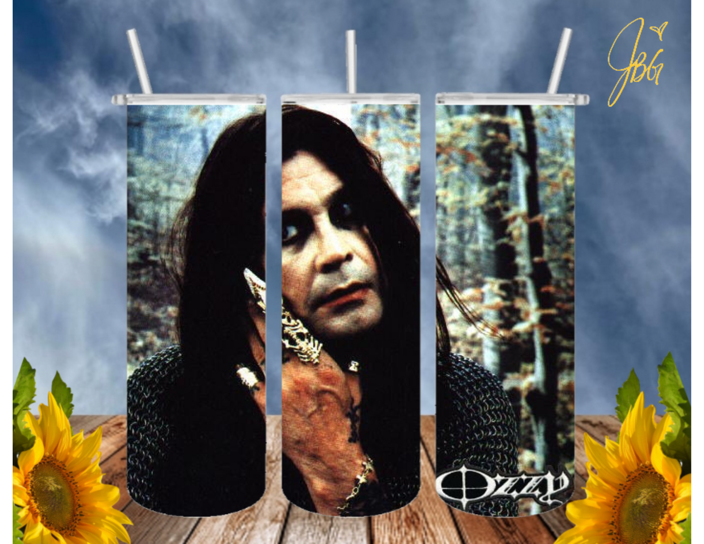 OZZY OSBOURNE 20 Oz Tumbler with 1 Lid, 2 Straws and 1 Straw Cleaner. FREE SHIPPING. Stainless Steel. Sublimation Tumbler Cup.