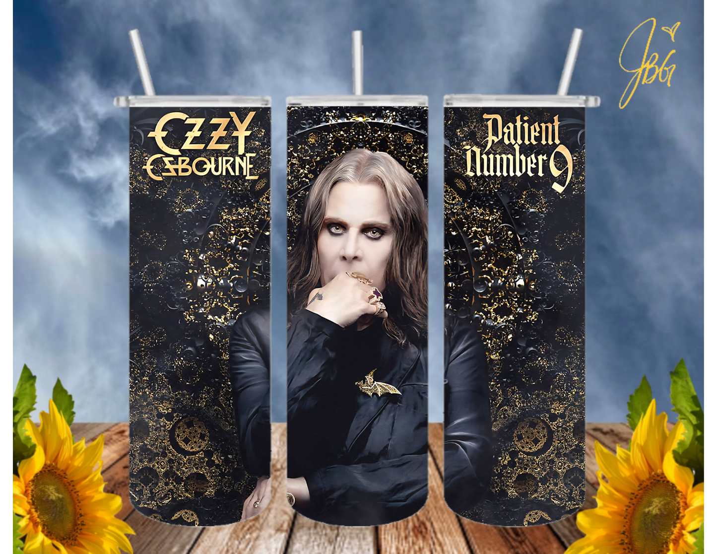 OZZY OSBOURNE 20 Oz Tumbler with 1 Lid, 2 Straws and 1 Straw Cleaner. FREE SHIPPING. Stainless Steel. Sublimation Tumbler Cup.