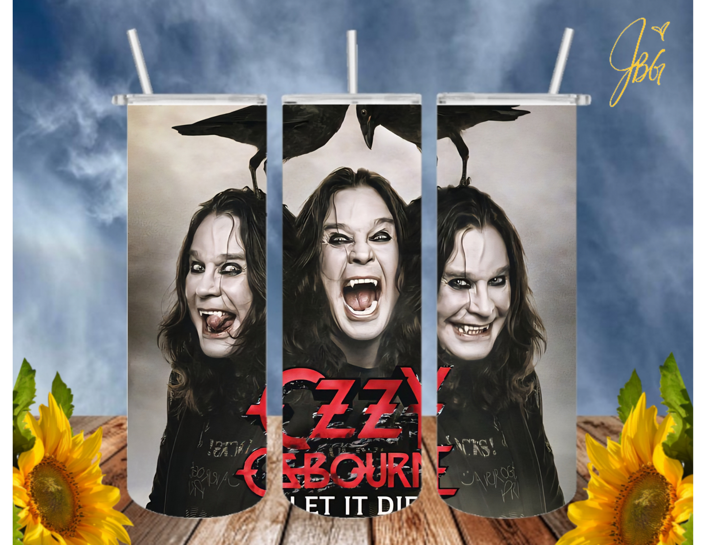 OZZY OSBOURNE 20 Oz Tumbler with 1 Lid, 2 Straws and 1 Straw Cleaner. FREE SHIPPING. Stainless Steel. Sublimation Tumbler Cup.