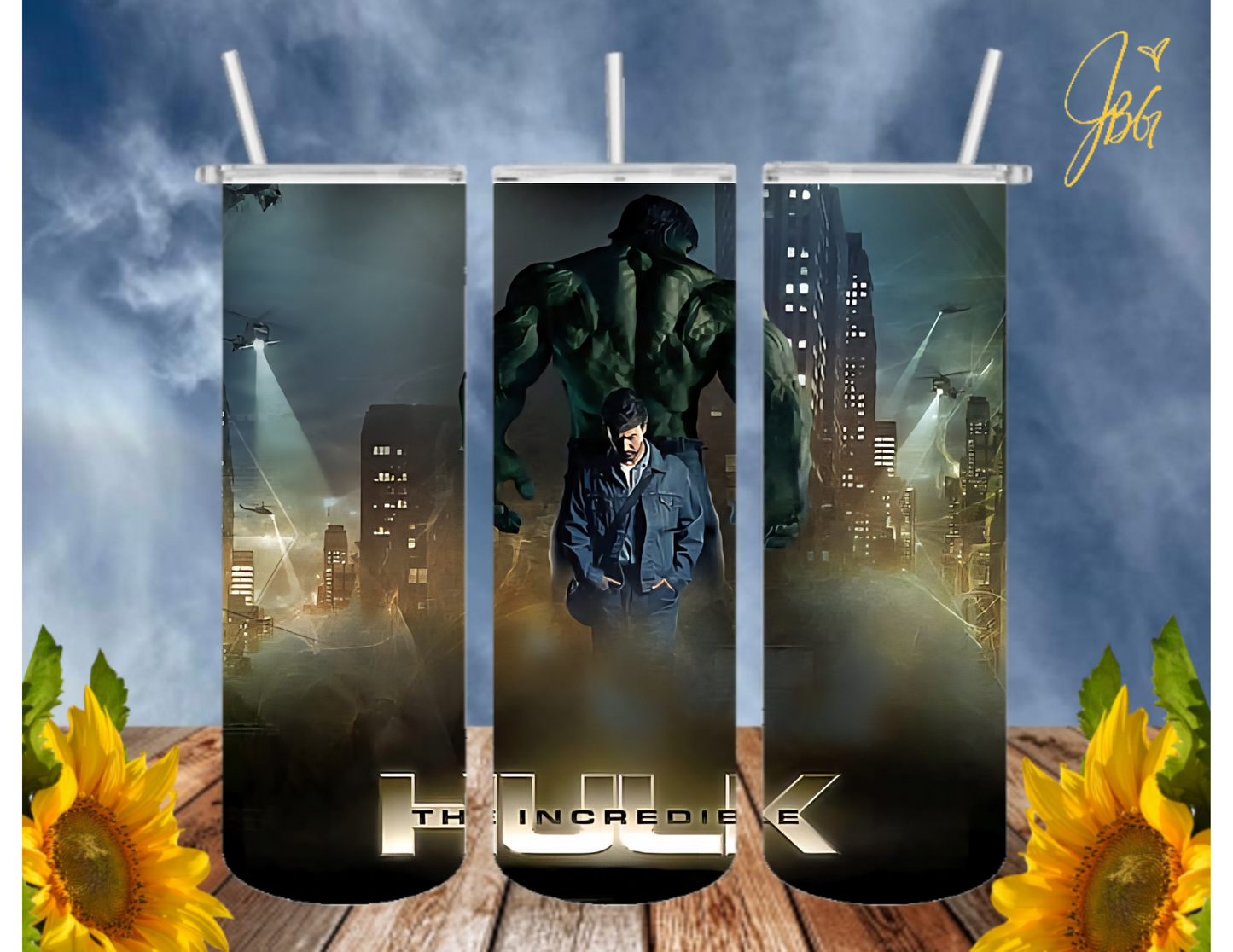 Incredible HULK 20 Oz Tumbler with 1 Lid, 2 Straws and 1 Straw Cleaner. FREE SHIPPING. Stainless Steel. Sublimation Tumbler Cup.
