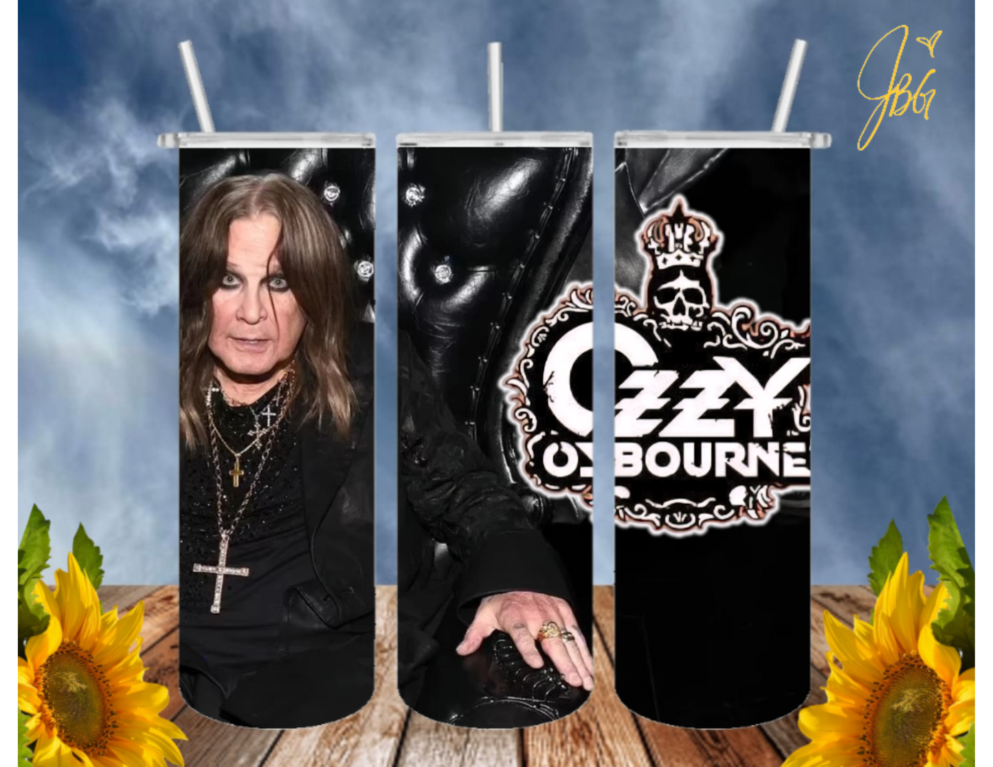OZZY OSBOURNE 20 Oz Tumbler with 1 Lid, 2 Straws and 1 Straw Cleaner. FREE SHIPPING. Stainless Steel. Sublimation Tumbler Cup.