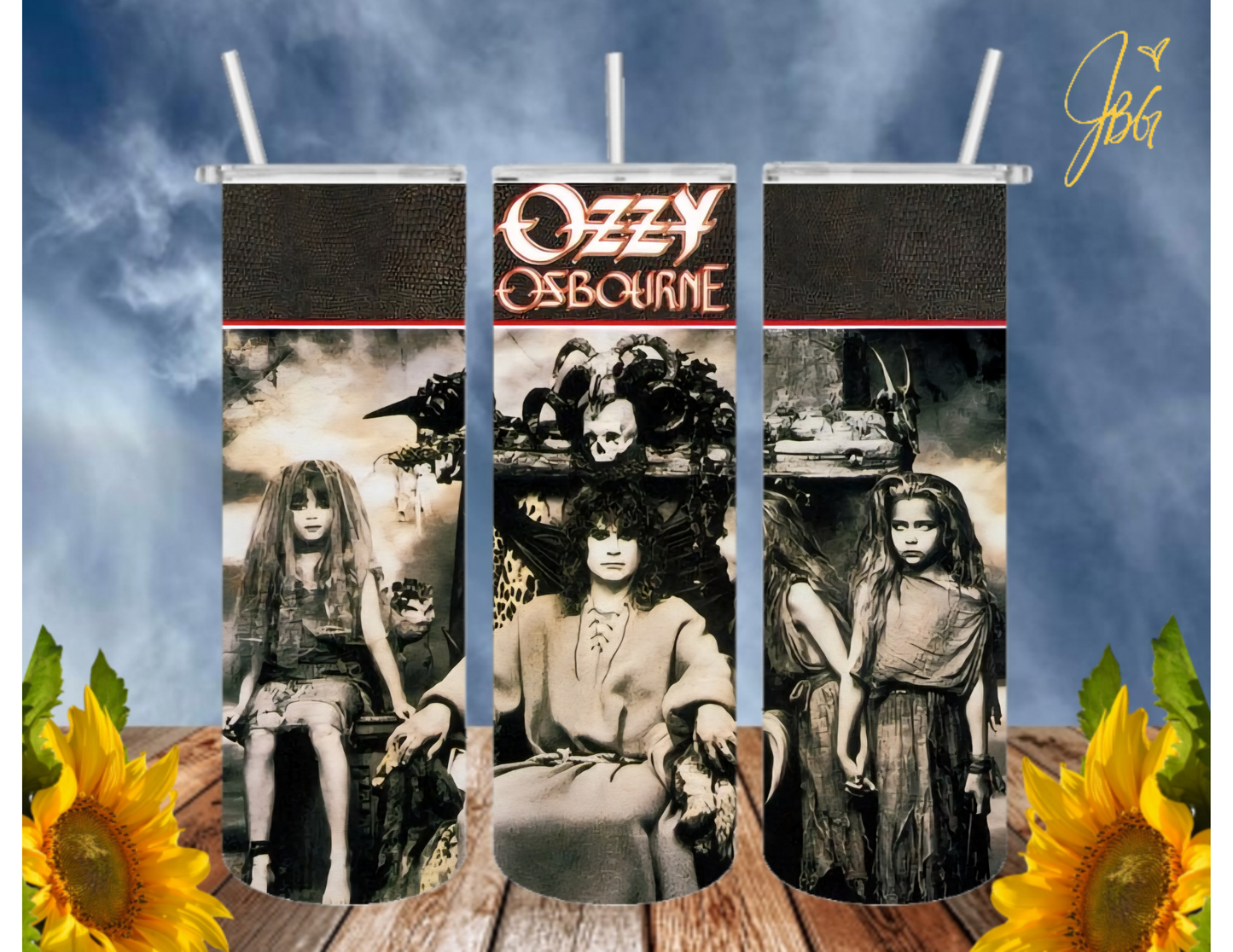 OZZY OSBOURNE 20 Oz Tumbler with 1 Lid, 2 Straws and 1 Straw Cleaner. FREE SHIPPING. Stainless Steel. Sublimation Tumbler Cup.