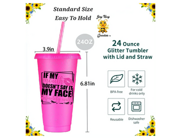 24 Ounce Plastic Tumbler with Lid & Straw. Custom Name, Cold cup, Pers –  JayBugGoodies