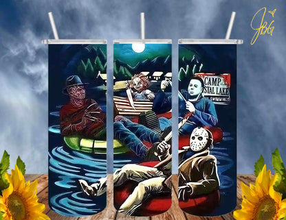 HORROR/THRILLER Serial Killers 20 Oz Tumbler with 2 Straws, 1 Lid and Straw Cleaner. FREE SHIPPING. Stainless Steel. Sublimation Tumbler Cup.