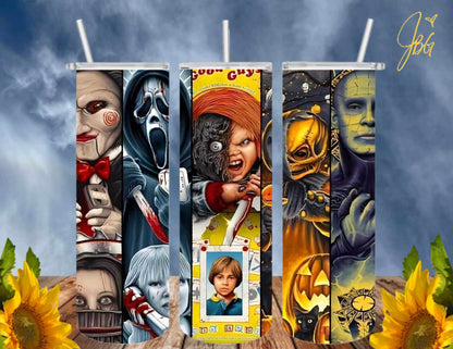 HORROR/THRILLER Serial Killers 20 Oz Tumbler with 2 Straws, 1 Lid and Straw Cleaner. FREE SHIPPING. Stainless Steel. Sublimation Tumbler Cup.