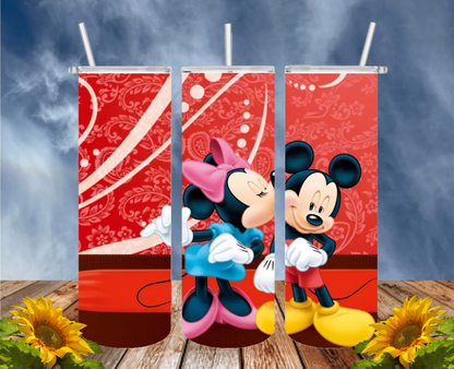 Mickey 20 Oz Tumbler with 1 Lid, 2 Straws and 1 Straw Cleaner. FREE SHIPPING. Stainless Steel. Sublimation Tumbler Cup.