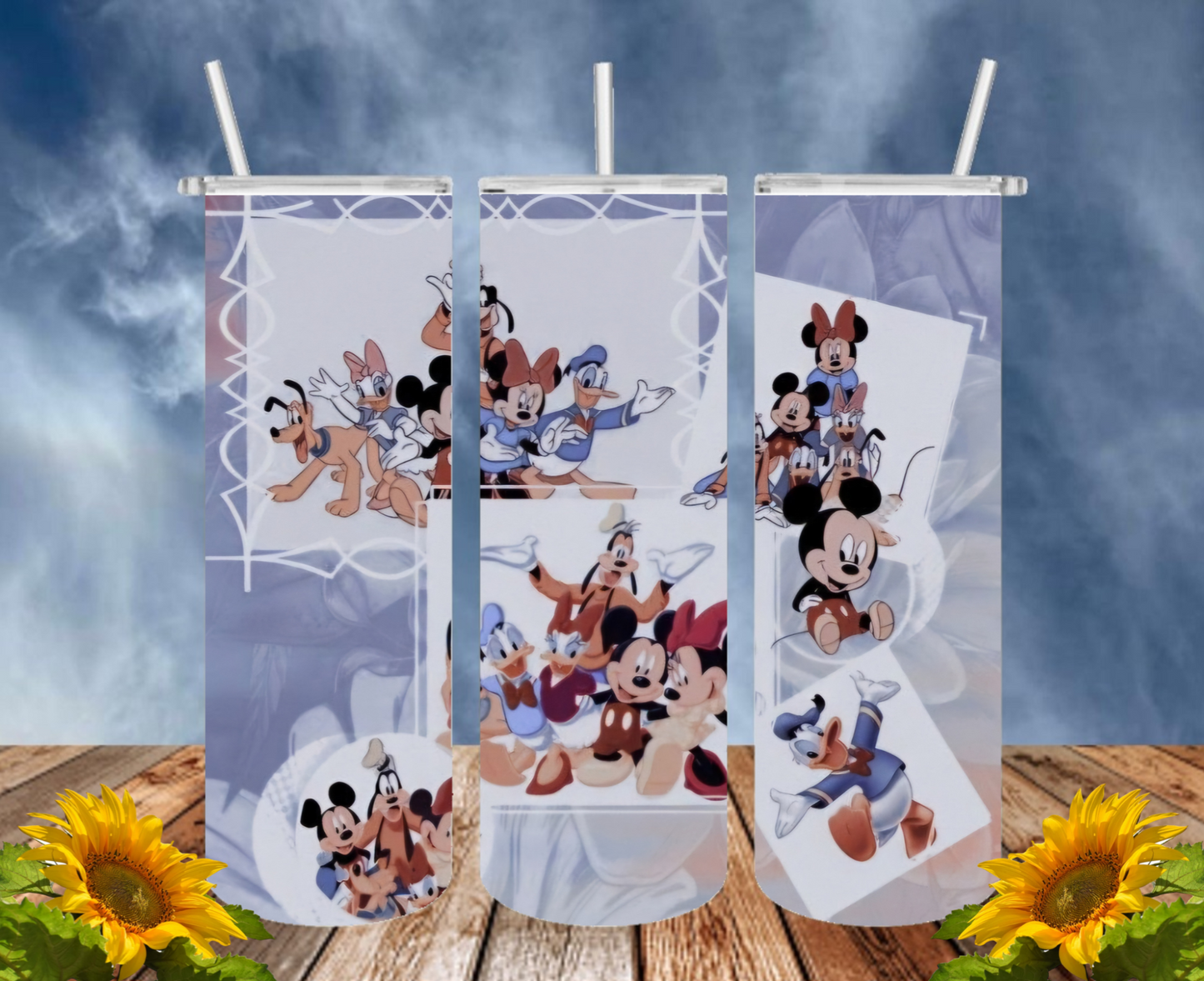 Mickey 20 Oz Tumbler with 1 Lid, 2 Straws and 1 Straw Cleaner. FREE SHIPPING. Stainless Steel. Sublimation Tumbler Cup.