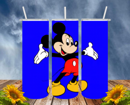 Mickey 20 Oz Tumbler with 1 Lid, 2 Straws and 1 Straw Cleaner. FREE SHIPPING. Stainless Steel. Sublimation Tumbler Cup.