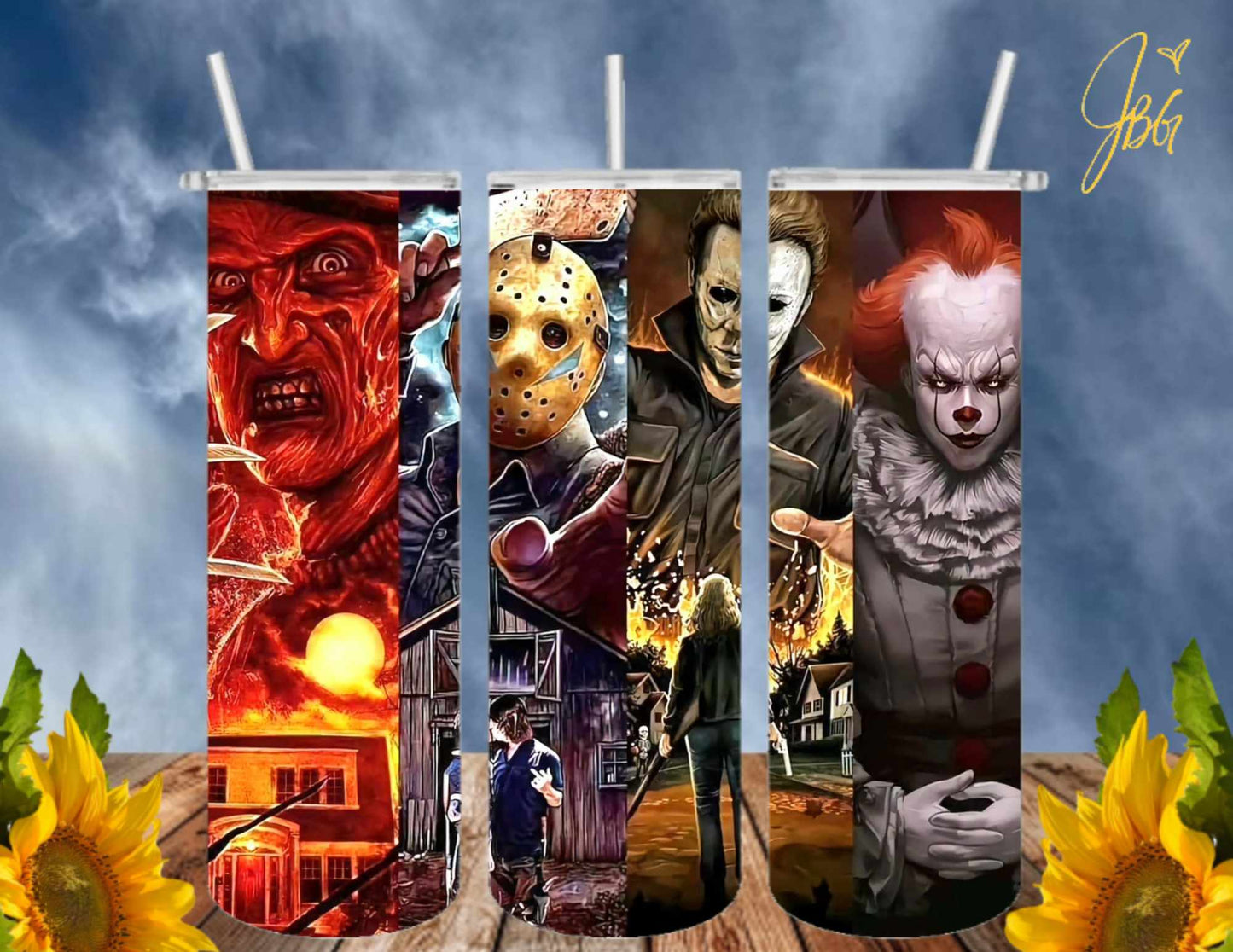 HORROR/THRILLER Serial Killers 20 Oz Tumbler with 2 Straws, 1 Lid and Straw Cleaner. FREE SHIPPING. Stainless Steel. Sublimation Tumbler Cup.