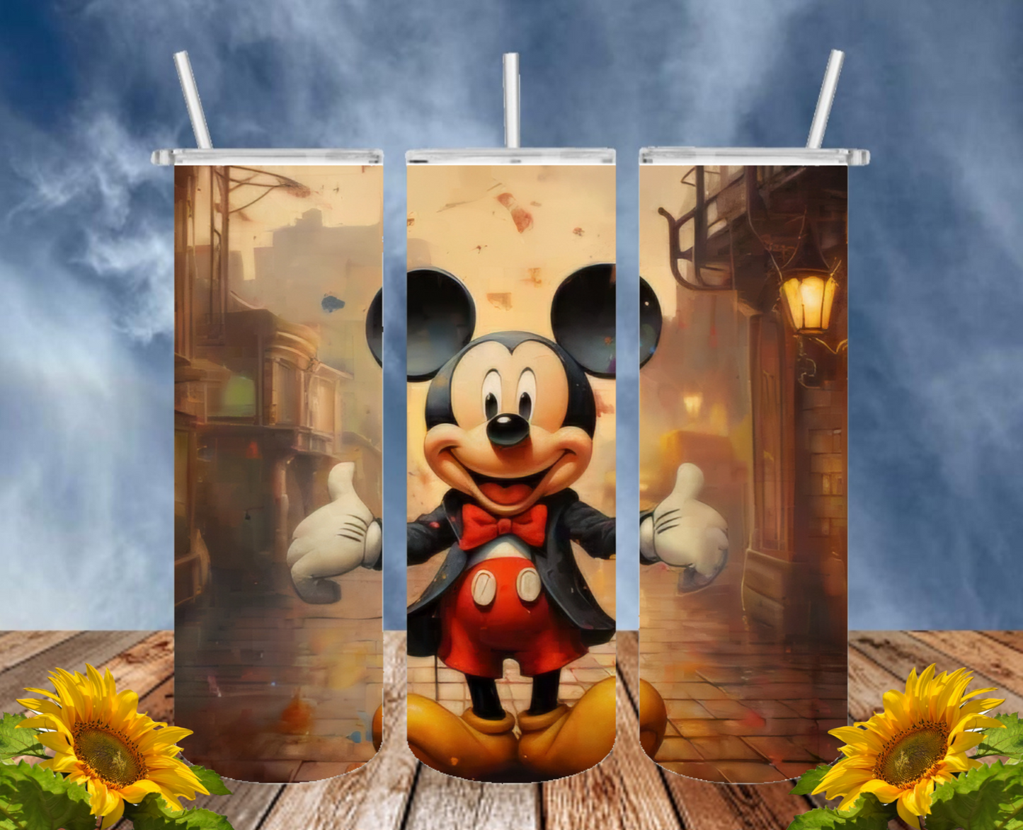 Mickey 20 Oz Tumbler with 1 Lid, 2 Straws and 1 Straw Cleaner. FREE SHIPPING. Stainless Steel. Sublimation Tumbler Cup.