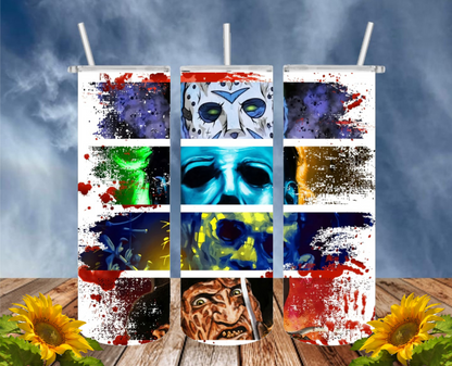 HORROR/THRILLER Serial Killers 20 Oz Tumbler with 2 Straws, 1 Lid and Straw Cleaner. FREE SHIPPING. Stainless Steel. Sublimation Tumbler Cup.