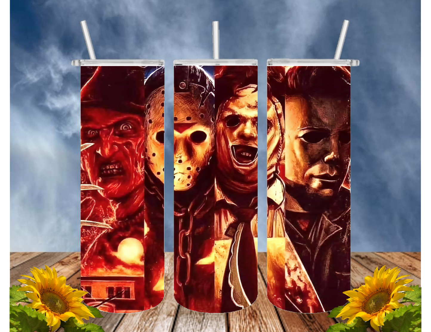 HORROR/THRILLER Serial Killers 20 Oz Tumbler with 2 Straws, 1 Lid and Straw Cleaner. FREE SHIPPING. Stainless Steel. Sublimation Tumbler Cup.