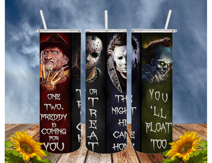 HORROR/THRILLER Serial Killers 20 Oz Tumbler with 2 Straws, 1 Lid and Straw Cleaner. FREE SHIPPING. Stainless Steel. Sublimation Tumbler Cup.