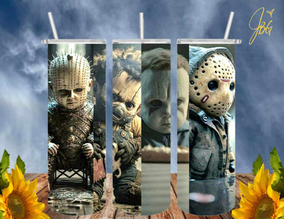 HORROR/THRILLER Serial Killers 20 Oz Tumbler with 2 Straws, 1 Lid and Straw Cleaner. FREE SHIPPING. Stainless Steel. Sublimation Tumbler Cup.