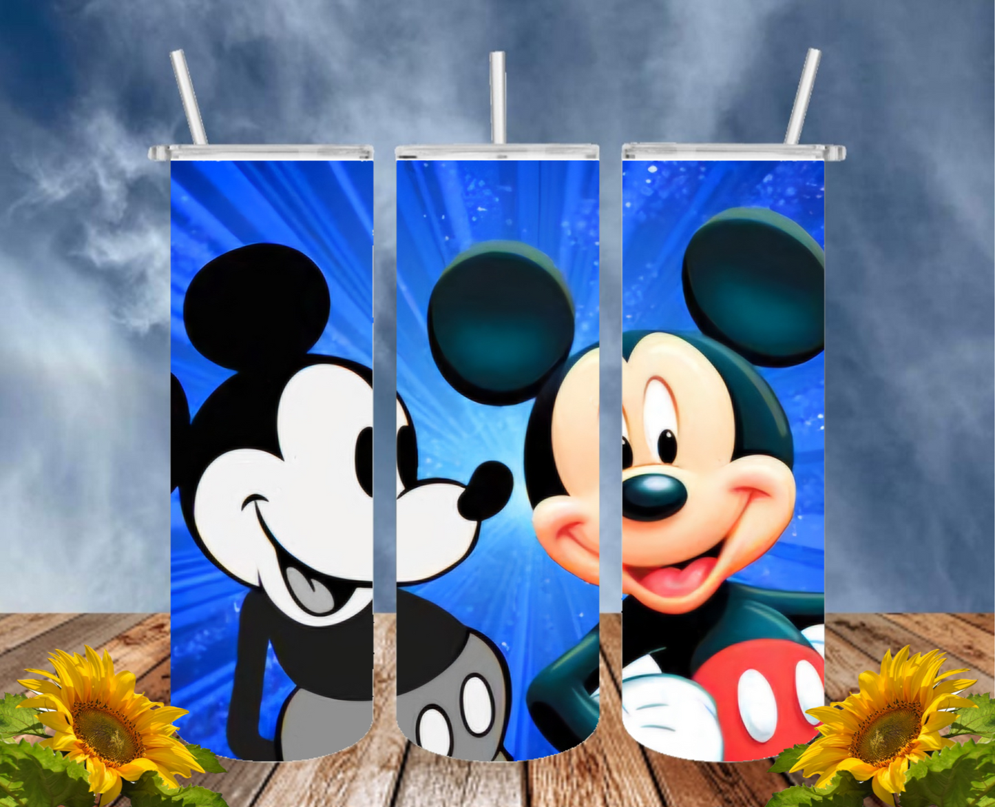Mickey 20 Oz Tumbler with 1 Lid, 2 Straws and 1 Straw Cleaner. FREE SHIPPING. Stainless Steel. Sublimation Tumbler Cup.