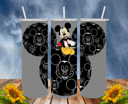 Mickey 20 Oz Tumbler with 1 Lid, 2 Straws and 1 Straw Cleaner. FREE SHIPPING. Stainless Steel. Sublimation Tumbler Cup.