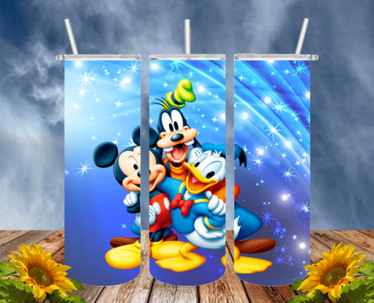 Mickey 20 Oz Tumbler with 1 Lid, 2 Straws and 1 Straw Cleaner. FREE SHIPPING. Stainless Steel. Sublimation Tumbler Cup.