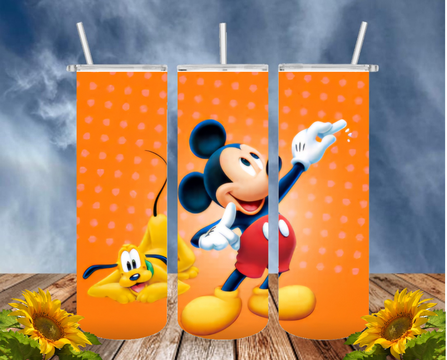 Mickey 20 Oz Tumbler with 1 Lid, 2 Straws and 1 Straw Cleaner. FREE SHIPPING. Stainless Steel. Sublimation Tumbler Cup.
