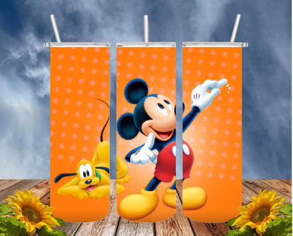 Mickey 20 Oz Tumbler with 1 Lid, 2 Straws and 1 Straw Cleaner. FREE SHIPPING. Stainless Steel. Sublimation Tumbler Cup.