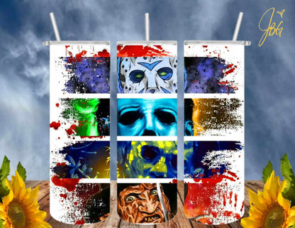 HORROR/THRILLER Serial Killers 20 Oz Tumbler with 2 Straws, 1 Lid and Straw Cleaner. FREE SHIPPING. Stainless Steel. Sublimation Tumbler Cup.