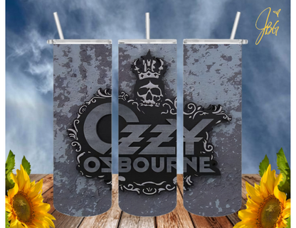 OZZY OSBOURNE 20 Oz Tumbler with 1 Lid, 2 Straws and 1 Straw Cleaner. FREE SHIPPING. Stainless Steel. Sublimation Tumbler Cup.