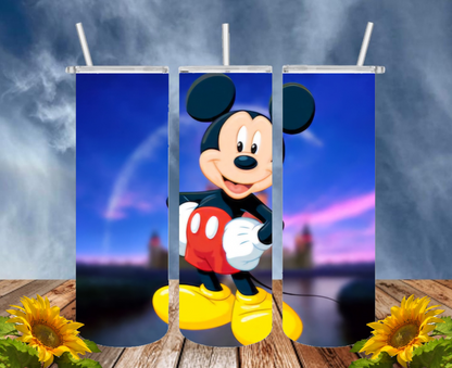 Mickey 20 Oz Tumbler with 1 Lid, 2 Straws and 1 Straw Cleaner. FREE SHIPPING. Stainless Steel. Sublimation Tumbler Cup.