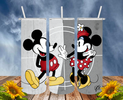 Mickey 20 Oz Tumbler with 1 Lid, 2 Straws and 1 Straw Cleaner. FREE SHIPPING. Stainless Steel. Sublimation Tumbler Cup.