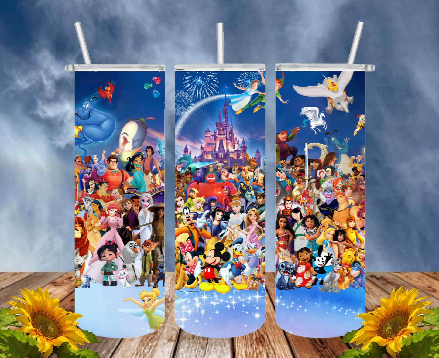 Mickey 20 Oz Tumbler with 1 Lid, 2 Straws and 1 Straw Cleaner. FREE SHIPPING. Stainless Steel. Sublimation Tumbler Cup.