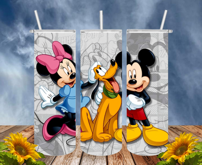 Mickey 20 Oz Tumbler with 1 Lid, 2 Straws and 1 Straw Cleaner. FREE SHIPPING. Stainless Steel. Sublimation Tumbler Cup.