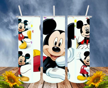 Mickey 20 Oz Tumbler with 1 Lid, 2 Straws and 1 Straw Cleaner. FREE SHIPPING. Stainless Steel. Sublimation Tumbler Cup.