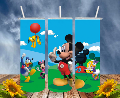 Mickey 20 Oz Tumbler with 1 Lid, 2 Straws and 1 Straw Cleaner. FREE SHIPPING. Stainless Steel. Sublimation Tumbler Cup.