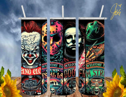 HORROR/THRILLER Serial Killers 20 Oz Tumbler with 2 Straws, 1 Lid and Straw Cleaner. FREE SHIPPING. Stainless Steel. Sublimation Tumbler Cup.