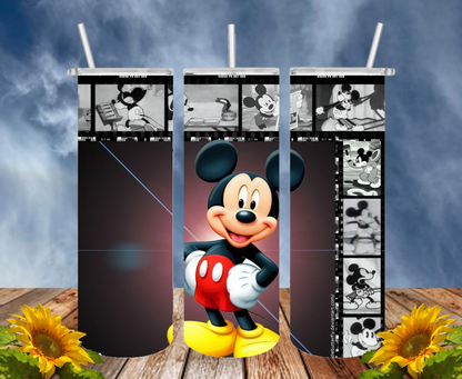 Mickey 20 Oz Tumbler with 1 Lid, 2 Straws and 1 Straw Cleaner. FREE SHIPPING. Stainless Steel. Sublimation Tumbler Cup.