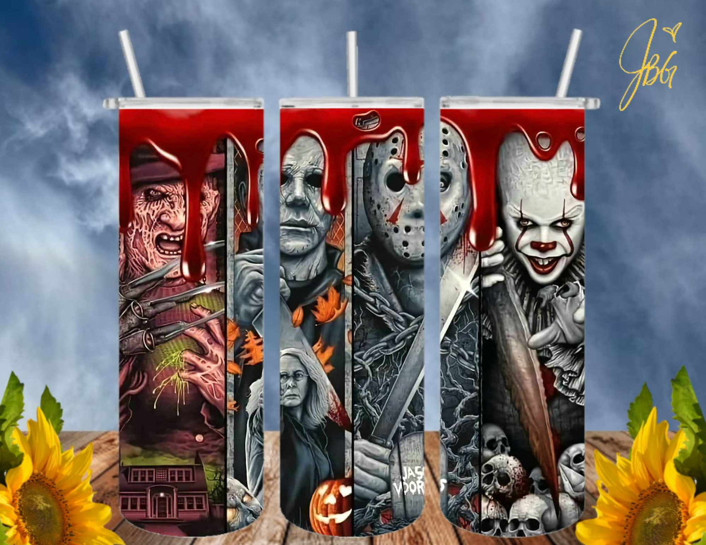 HORROR/THRILLER Serial Killers 20 Oz Tumbler with 2 Straws, 1 Lid and Straw Cleaner. FREE SHIPPING. Stainless Steel. Sublimation Tumbler Cup.