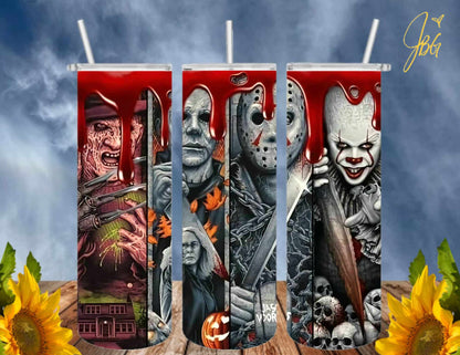 HORROR/THRILLER Serial Killers 20 Oz Tumbler with 2 Straws, 1 Lid and Straw Cleaner. FREE SHIPPING. Stainless Steel. Sublimation Tumbler Cup.
